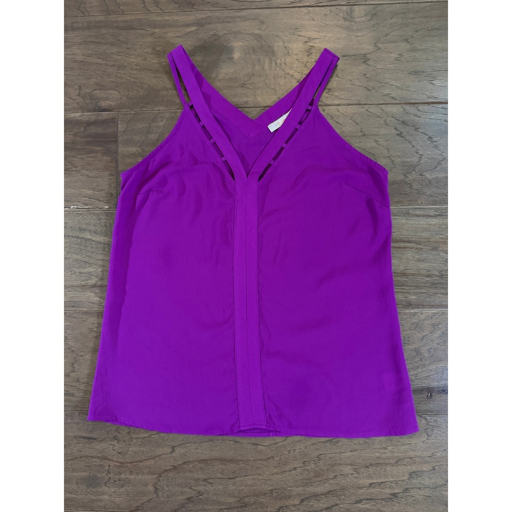 Skies Are Blue Purple V-Neck Sleeveless Cutout‎ Detail Blouse Top XS 37713